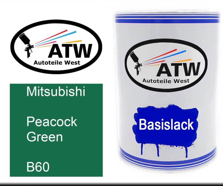 Mitsubishi, Peacock Green, B60: 500ml Lackdose, von ATW Autoteile West.